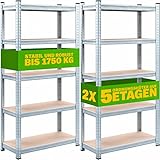 Monzana® 2X Schwerlastregal 180x90x40cm Befestigungsmaterial 1750kg 10...