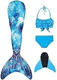 BAWADE Meerjungfrauenflosse Mädchen Meerjungfrau Flosse mit Bikini Setfür Kinder und...