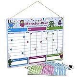 ewtshop® Monster Belohnungstafel, magnetisch, Wochenplaner mit Monster-Magneten...
