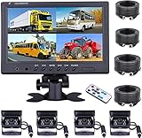 CAMECHO Rückfahrkamera 4 Kameras Set, 9 Zoll Monitor 4 Geteilte Rück und Vorder Kamera,...