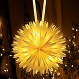 Kssvzz 45cm Weihnachtsstern Beleuchtet, 3D Papierstern zum Aufhängen mit Beleuchtung,...