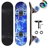 GIEEU Skateboards mit bunten blinkenden Rädern für Anfänger, Kinder, Teenager,...
