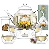 Teabloom Vollständiges Tee Set – 1,2 L Teekanne Glas mit Siebeinsatz Herausnehmbar und...