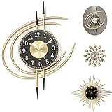 In Shine Groß Metall Lautlos Wanduhr Ohne Tickgeräusche Golden Und...
