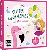 Glitzer-Ausmalspaß – Prinzessinnen und Flamingos: 2 Bücher im Bundle: 60...