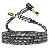 MOSWAG E Gitarren Kabel 3M, Elektrisches Instrumentenkabel, 90 Grad Bass AMP Cabel, 6,35mm...