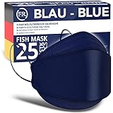 FiRiO® 25x FFP2 Maske Blau [DEUTSCHE FIRMA] - Blaue FFP2 Maske Fischform CE zertifiziert...
