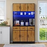 Hohes Sideboard 100x40x180cm, mit LED-Beleuchtung mit Fernbedienung, Schubladen,...