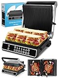 MalTec Kontaktgrill mit Auffangschale SM5000W-PRO Elektrogrill 2500W Panini...