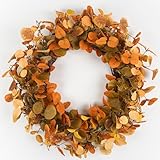 Herbst-Eukalyptus-Kränze für Haustür, 55,9 cm, handgefertigter grüner...