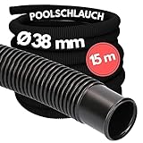 15 Meter Kalitec Poolschlauch 38mm, schwarz I Schwimmbadschlauch 38 mm I...
