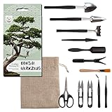 Bonsai Werkzeug-Set 13-teilig mit praktischem Aufbewahrungsbeutel - Mini Gartenwerkzeug...