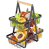 Cisivis Obst Etagere Obstkörbe, Abnehmbar Obstkorb, 2 Stöckig Metall Obstschale für...