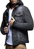 Leif Nelson Herren Strickjacke Jeansjacke Jacke Sweatjacke LN5240; Größe S, Anthrazit