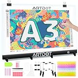 ARTDOT Leuchttisch A3 als 5D Diamond Painting Zubehör, Einstellbare Helligkeit Diamant...