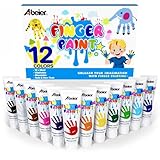 ABEIER Fingerfarben Kinder Ungiftig, Waschfest, 12 x 36ml, Auswaschbar...