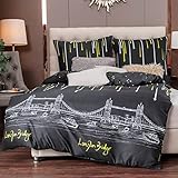 Soifox Bettwäsche Bettgarnitur 200x200 Schwarz - Geometrisch Design Bettwäsche Set...