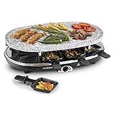 Klarstein 10028449 Elektrischer Tischgrill, 1500 W, Schwarz, Grau, Weiß, für Raclette...