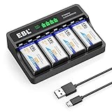 EBL 9v Akku Ladegerät Set - Ladegerät ideal für 9volt Li-ion NI-MH Akkus...