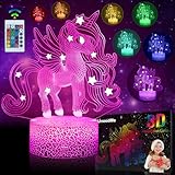 UneedMe Einhorn Nachtlicht für Kinder, 3D Lichtlampe Einhorn Spielzeug Nachtlampe 16...