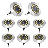 GREPRO Solar Bodenleuchten 8 Stück, 12 LEDS Solarlampen für Außen, IP65 Wasserdicht...