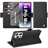 Giyer Handyhülle für iPhone 14 Pro Max Hülle mit Displayschutzfolie, Leder...