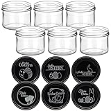 gouveo 6er Set Einmachgläser 230 ml mit Motivdeckel schwarz Frohe Ostern Motiv-Mix (6) -...