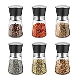 Shoze Gewürzmühle 6er Set Manuelle Plastik Salz und Pfeffermühle Set Transparent...
