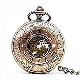 Mode Mechanische Taschenuhr Unisex Edelstahl Handaufzug Uhr Fob Kette