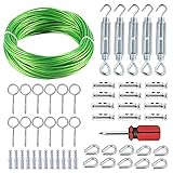 hannger 30M Drahtseil, 3MM Grün PVC Ummantelt Stahlseil mit Ösen & Mehrzweck...
