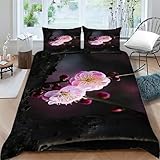 Bettwäsche 200x200 Blume Druck Bettbezüge und 2 Kissenbezug 80 x 80 cm Kuschelig...
