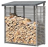 Gartenpirat Holzunterstand für Kaminholz aussen mit Rückwand –...