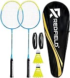 Redfield Badminton Set, 2 Badmintonschläger, 2 Federbälle, Tragetasche, 2...
