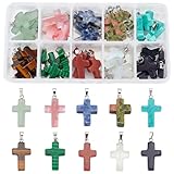 PandaHall Elite 50 PCS 10-Color Steinkreuz Edelstein Anhänger für Halskette...