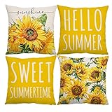 Tsadeer Kissenbezüge für den Sommer, 18 x 18 cm, Set mit 4 Sommerdekorationen, Kissen...
