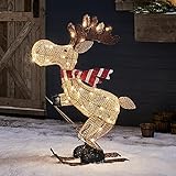 Lights4fun 50er LED Elch skifahrender Elch Weihnachtselch Weihnachtsbeleuchtung Außen...