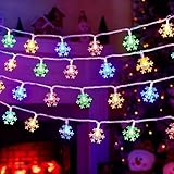 ZingBox Bunt Lichterkette Schneeflocken, 6M 40 LED Schneeflocken Lichterkette,...