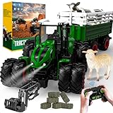 PENGBU RC Traktor Spielzeug ab 3 4 8 Jahre, 2.4 GHz Ferngesteuerter Traktor...