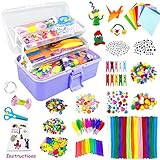 3000 Stück Bastelset Kinder DIY Basteln Bastelkoffer Bastelbedarf Material Set...