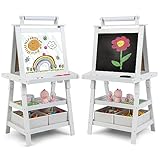 COSTWAY 3 in 1 Kinder Staffelei, Kindertafel doppelseitig, Whiteboard &...