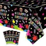 4 Pack Leuchtende Partytischdecken Neon Tischtücher Einweg-Plastik Neon Leuchtende...