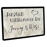 Crealuxe Fussmatte personalisiert - Paare & Familie mit Name - Fußmatte 60x40cm,...