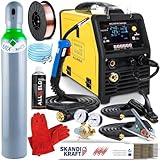 MIG 209 ALU LCD - Synergisches 3 in 1 MIG MAG Schweißgerät - Schutzgas und Fülldraht...