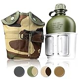 Ganzoo Feldflasche 1 Liter inkl. Trinkbecher (Kochbehälter) aus Aluminium,...