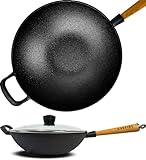 Oakfire Wokpfanne Emailliert Gusseisen Induktion 31cm Groß Grill Wok Pfanne...