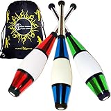 Euro PRO Jonglierkeulen 3er-Set (Rot/Grun/Blau) Jonglier Keulen Training Set +...