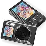 Digitalkamera 5K 80MP Kamera Fotokamera mit 2,4' LCD & 1,5' Selfie Display für Selfie,...