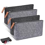 Puedno 4 Stück Filz Mäppchen 22×11cm, Federmäppchen mit Reißverschluss,...