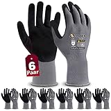 6 Paar Arbeitshandschuhe mit grip herren, mit Rutschfeste Nitril-Beschichtung...