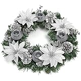 LinTimes Adventskranz für Weihnachten, 13Inch Künstlicher Tischkranz mit...